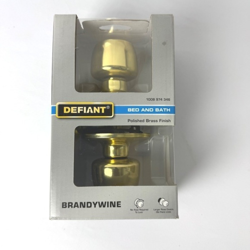 Defiant Brandywine Polished‎ Brass Bed And Bath Door Knob Lock